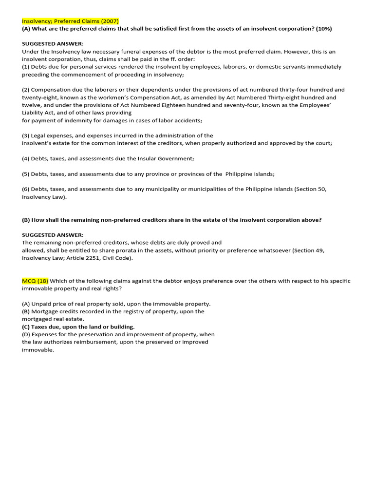 Bar Questions_Foreclosure of Mortgage | PDF | Foreclosure | Mortgage Law