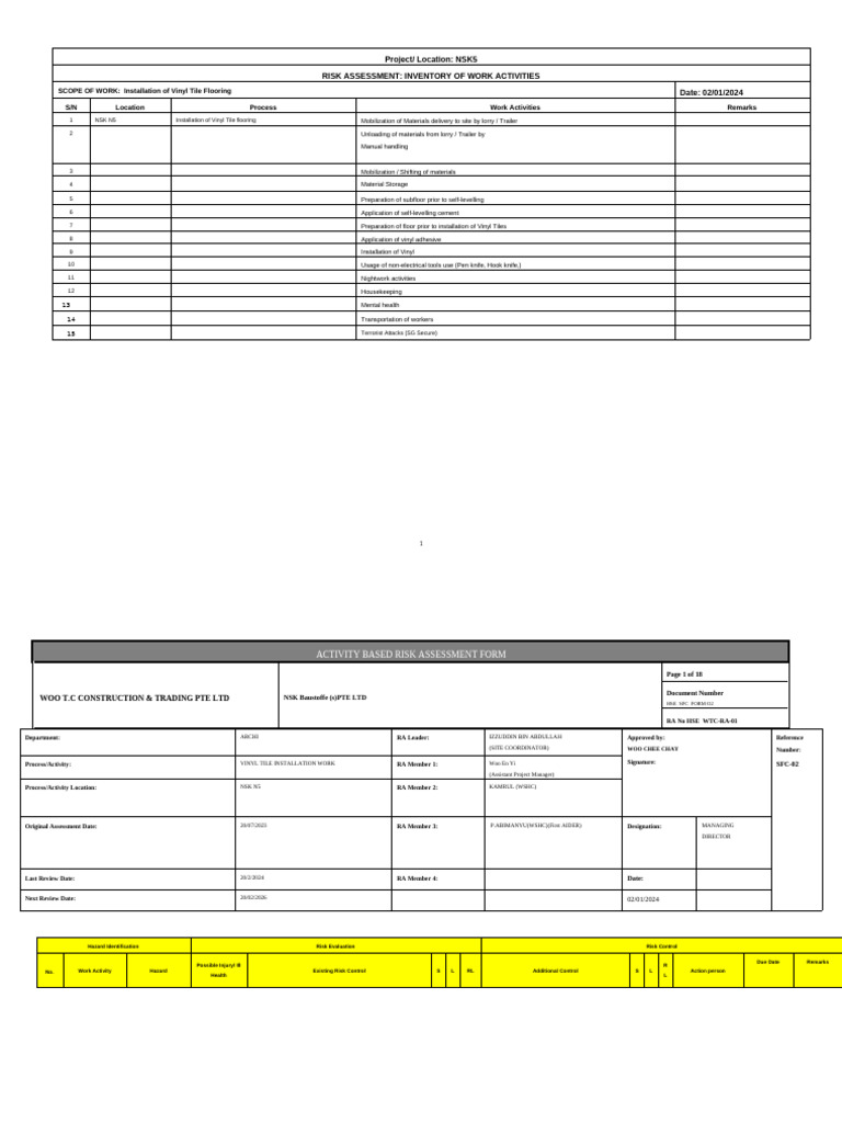 9.EV RAM Risk Assessment For Jobsite | PDF | Personal Protective ...