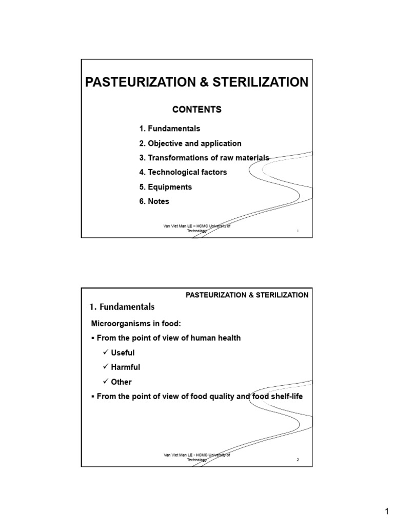 Pasteurization and Sterilization Overview | PDF | Microorganism ...