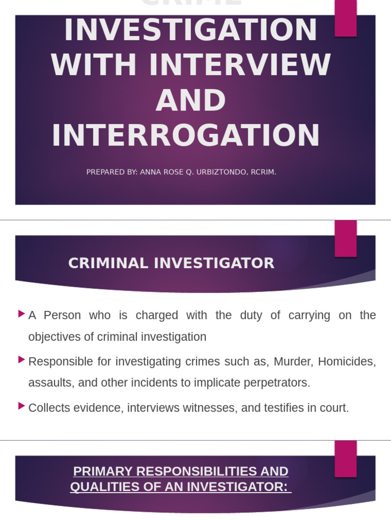 Crime Investigation Techniques and Duties | PDF | Crime Scene | Murder