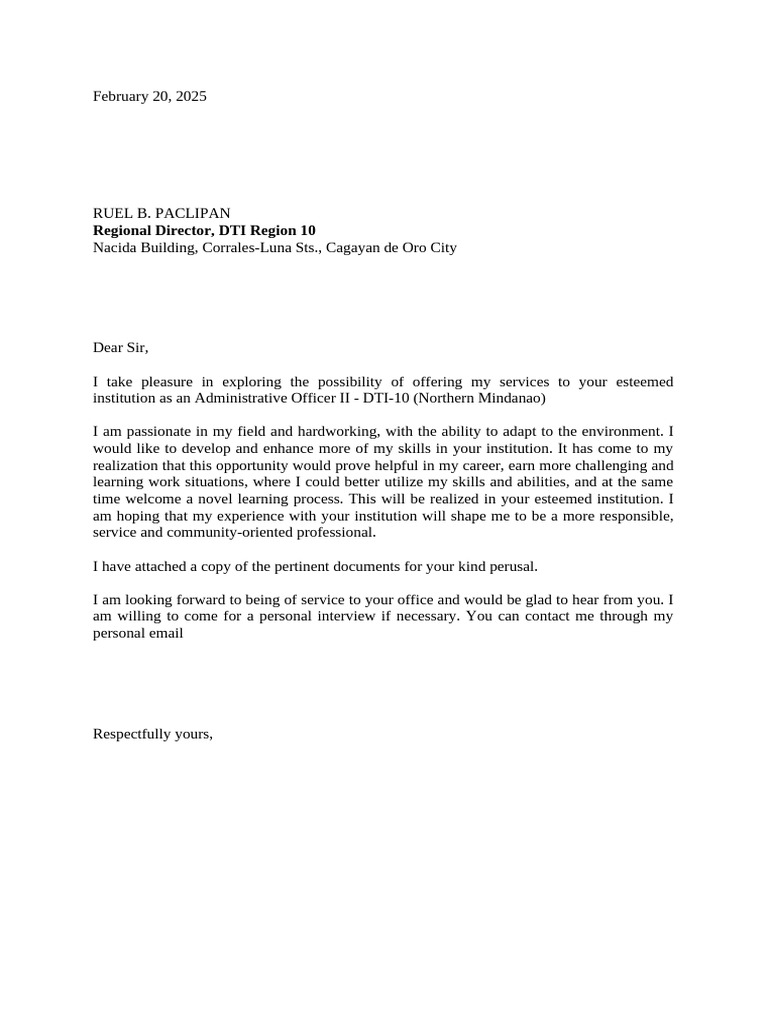 Application for Administrative Officer II | PDF