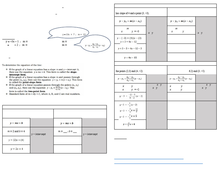 Finding the Equation of a Line | PDF | Equations | Mathematical Concepts
