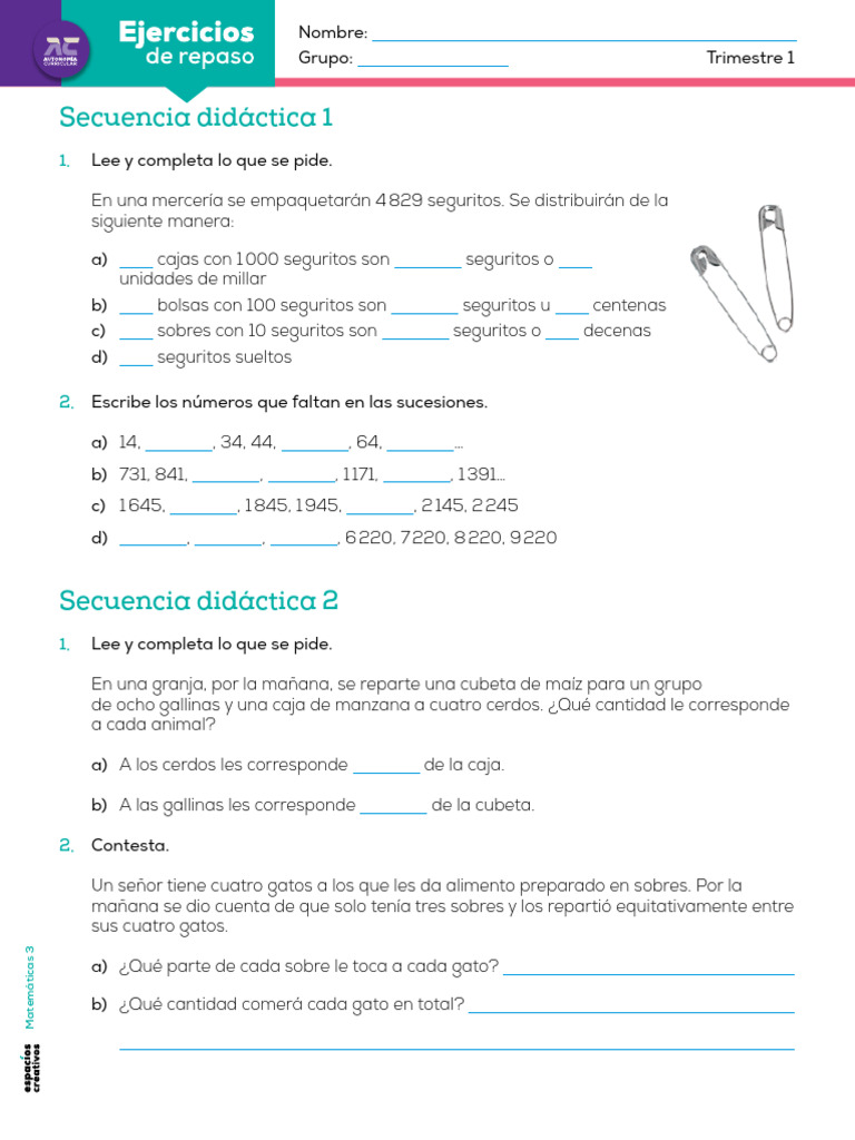 Ejercicios de Matemáticas para Tercer Grado | PDF | Triángulo ...