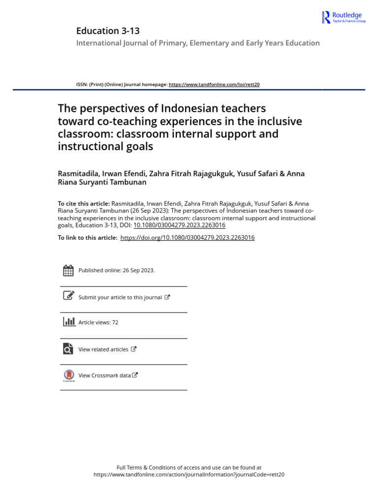 Indonesian Teachers' Views on Co-Teaching | PDF | Special Education ...