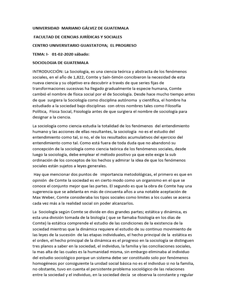 Introducción a la Sociología en Guatemala | PDF | Sociología | Sociedad