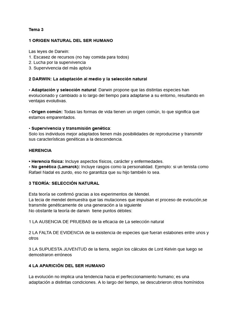 Evolución y naturaleza del ser humano | PDF | Evolución | Seleccion natural