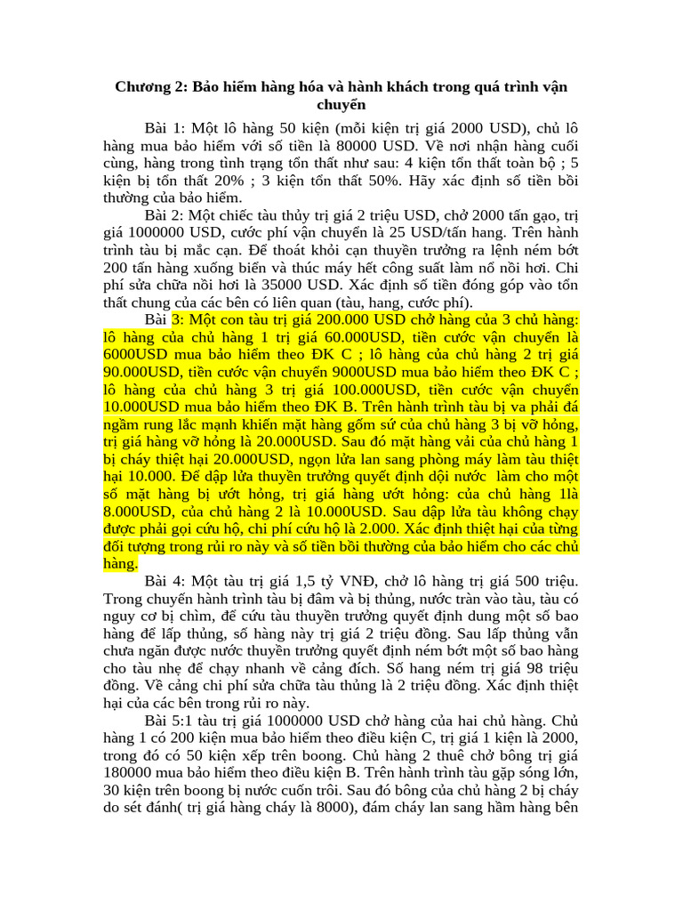 Bai Tap Bao Hiem | PDF