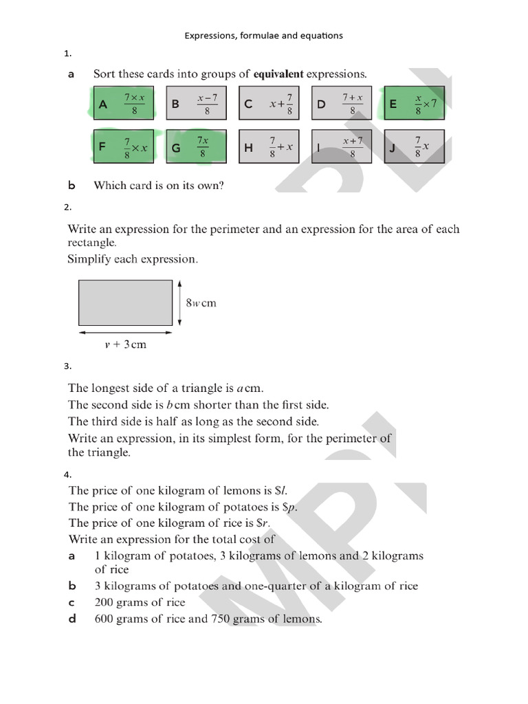 Understanding Expressions and Equations | PDF