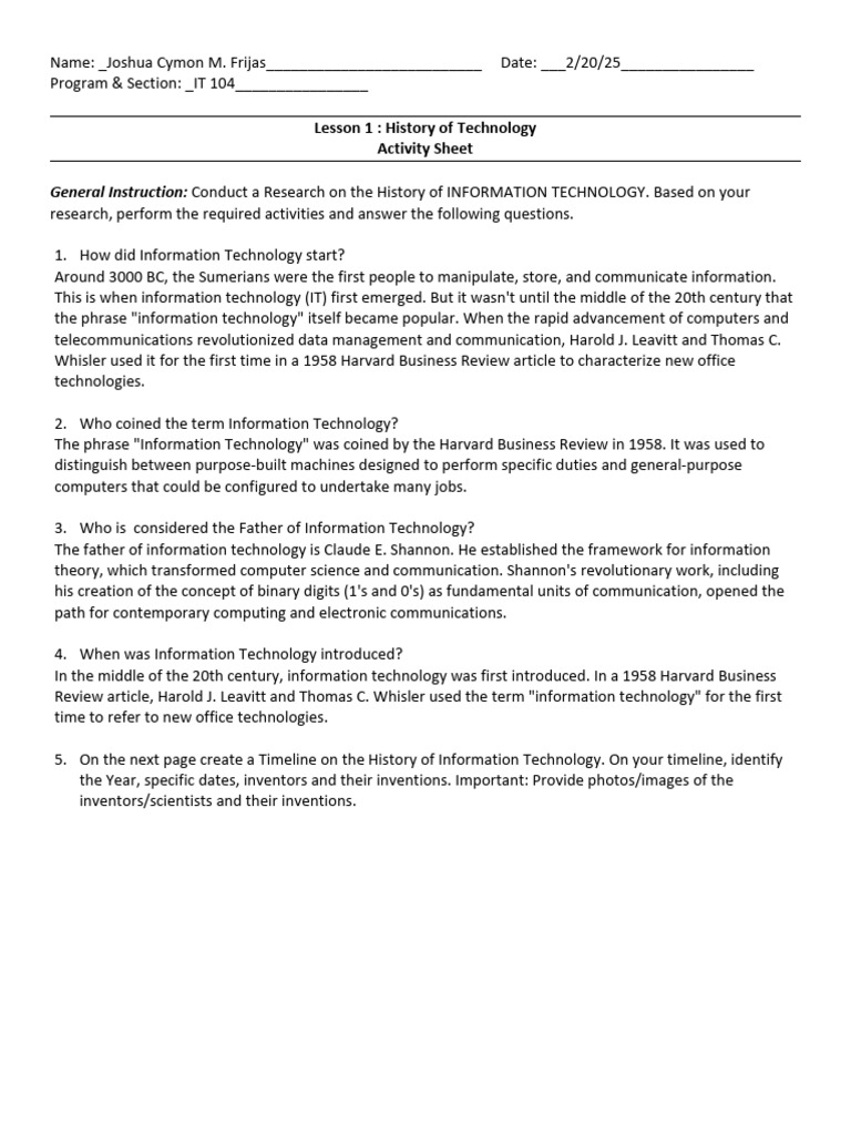Frijas JoshuaCymon Intext Activity. PDF Information Technology