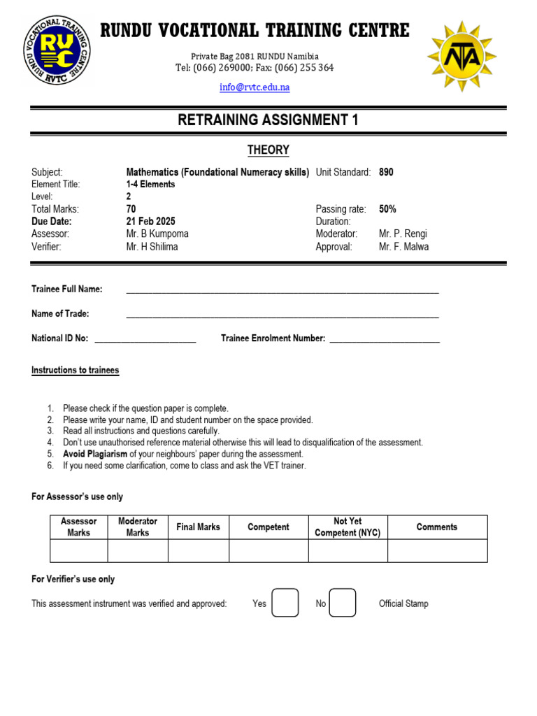 Mathematics Assessment Assignment 1 | PDF | Area | Elementary Mathematics