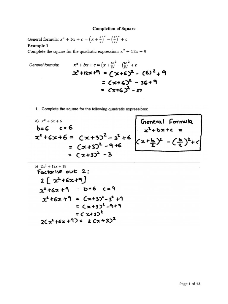 Absolute Value Equation and Inequalities & Completion of Square. | PDF