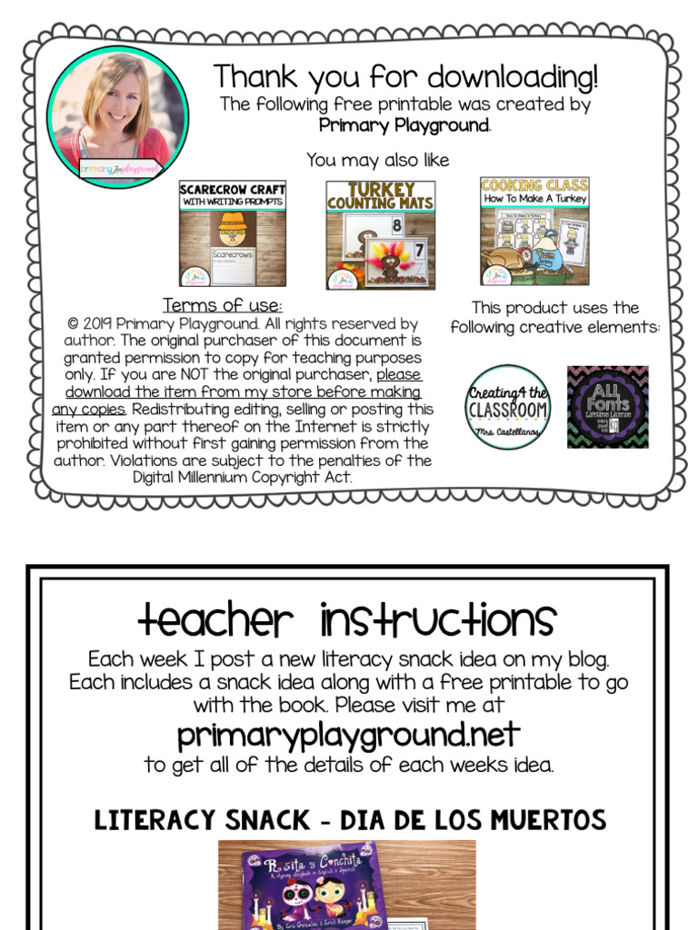 Thank You For Downloading!: The Following Free Printable Was Created by ...