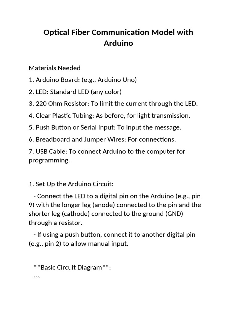 Optical Fiber Communication Model With Arduino Word | PDF | Arduino ...