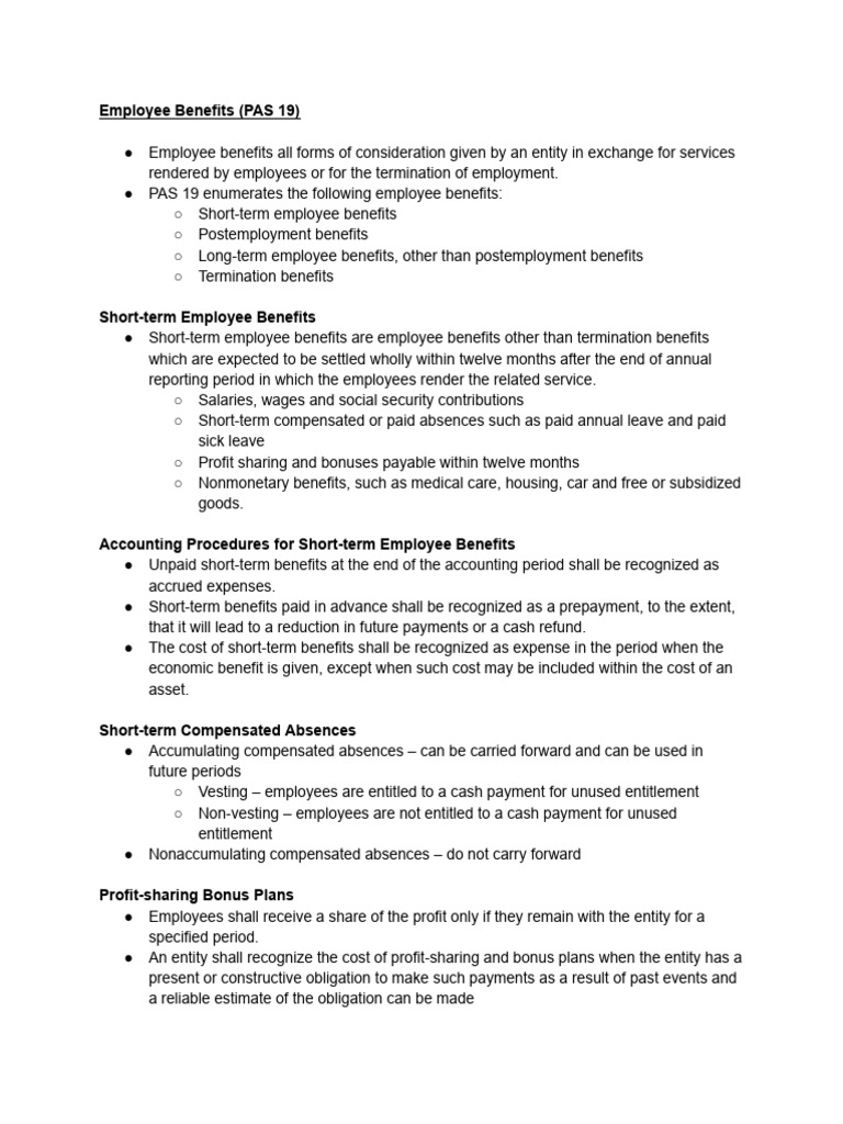 Overview of Employee Benefits (PAS 19) | PDF | Defined Benefit Pension ...