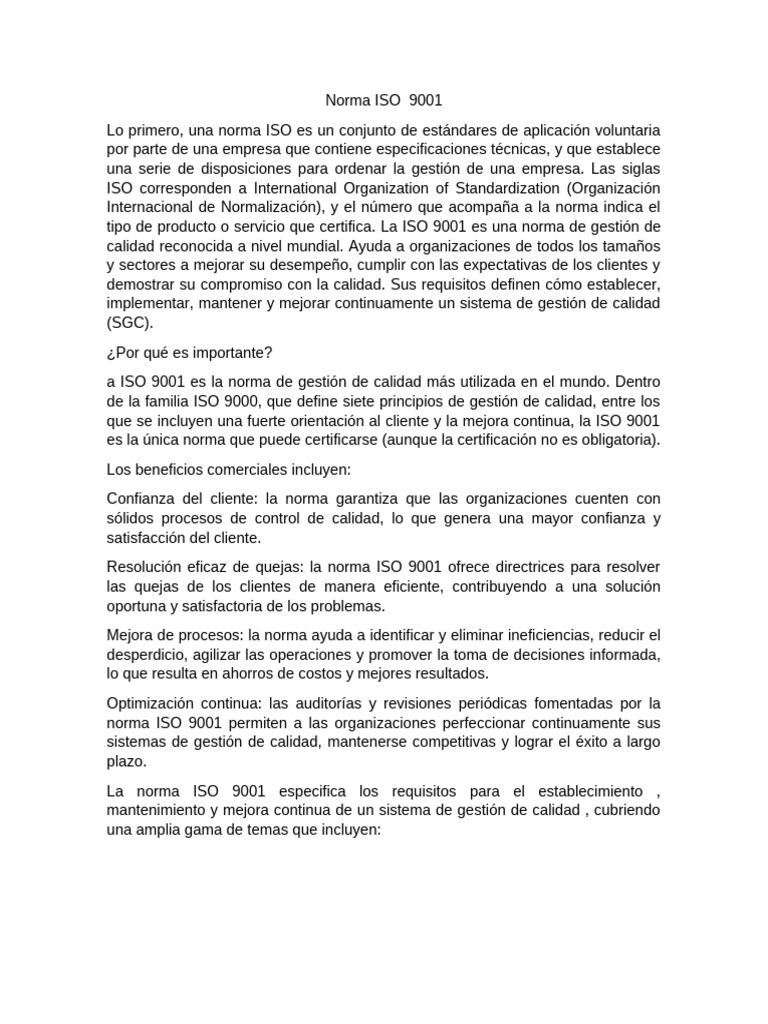 Guía sobre la norma ISO 9001: Gestión de Calidad | PDF | Calidad ...