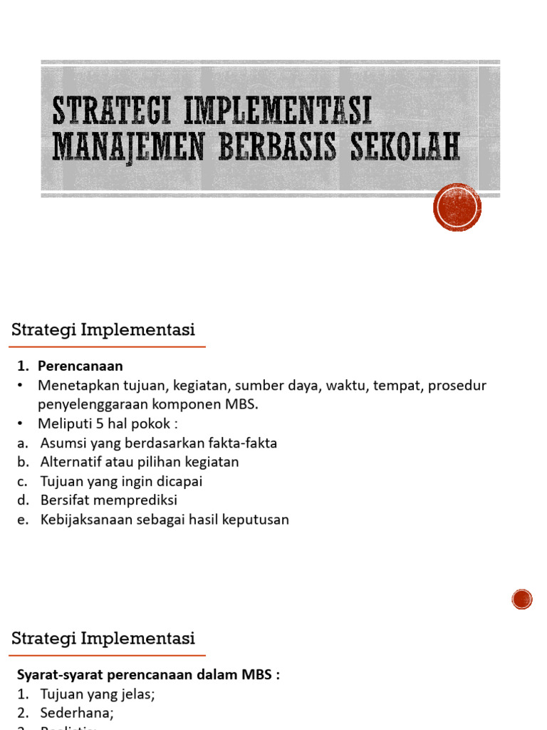 Strategi Implementasi Manajemen Sekolah | PDF