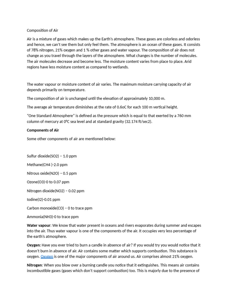 Composition Of Air Pdf Atmosphere Of Earth Atmosphere