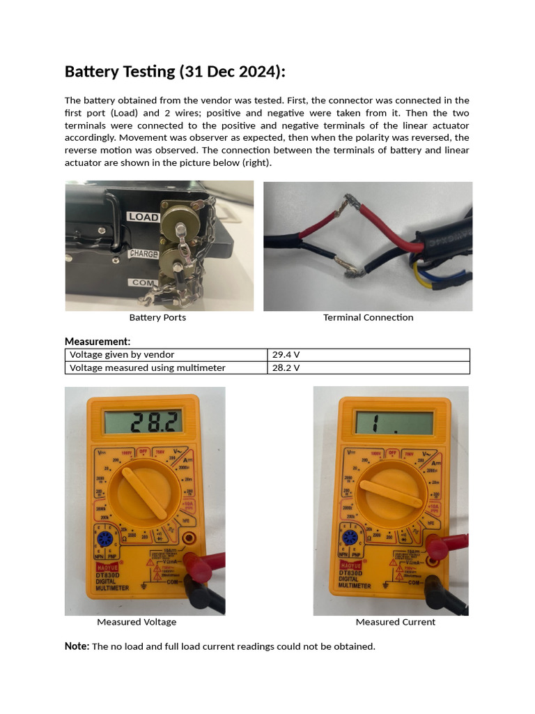 Battery Testing Results and Observations | PDF