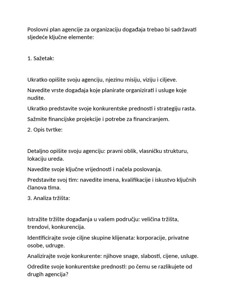 Poslovni Plan Agencije - C14eadc2 204b 4bd0 Af88 803ced720c3f | PDF