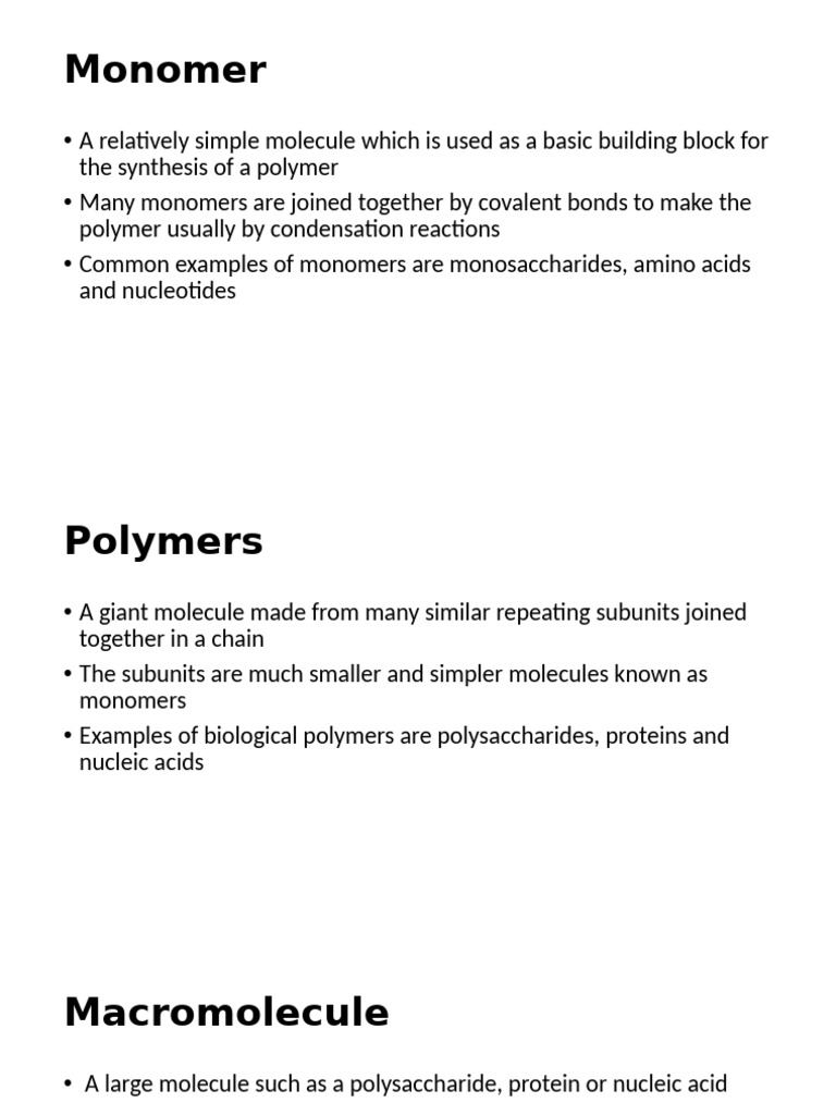 Understanding Monomers and Polymers | PDF | Polysaccharide | Carbohydrates