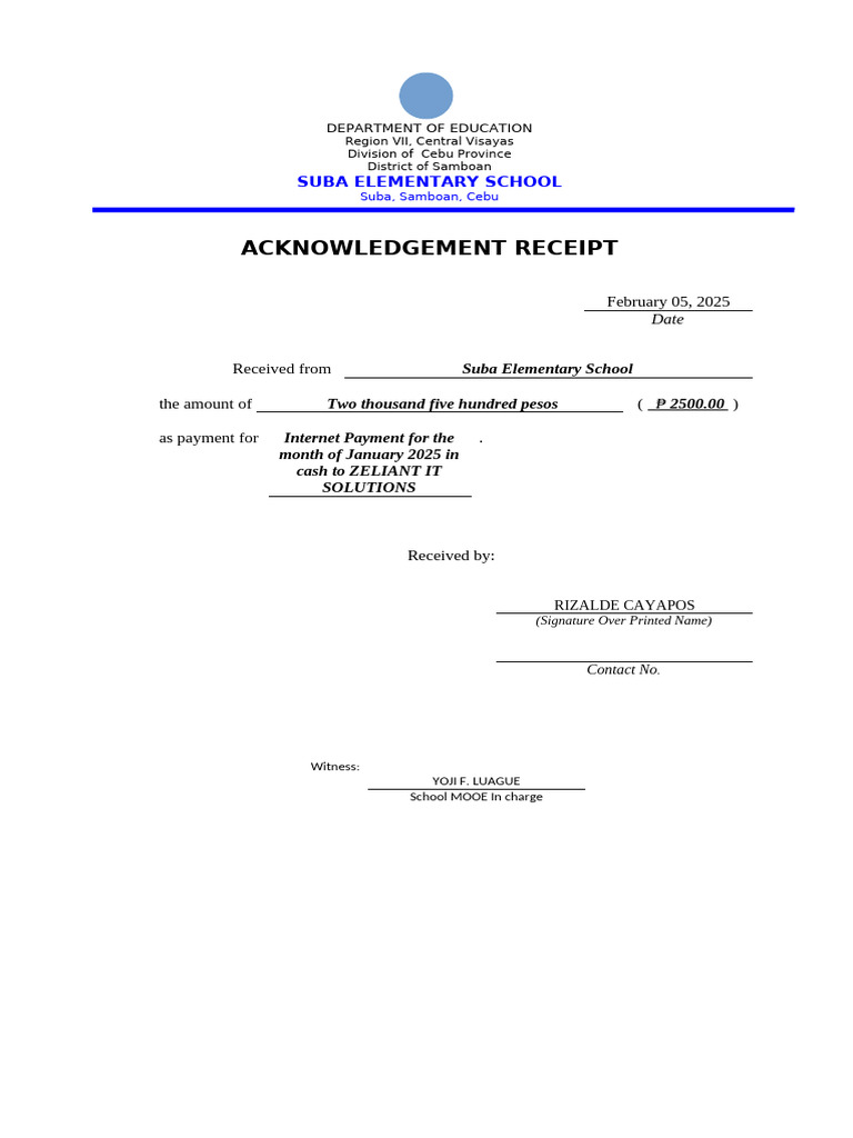 Acknowledgement Receipt For Internet Cash | PDF | Currency