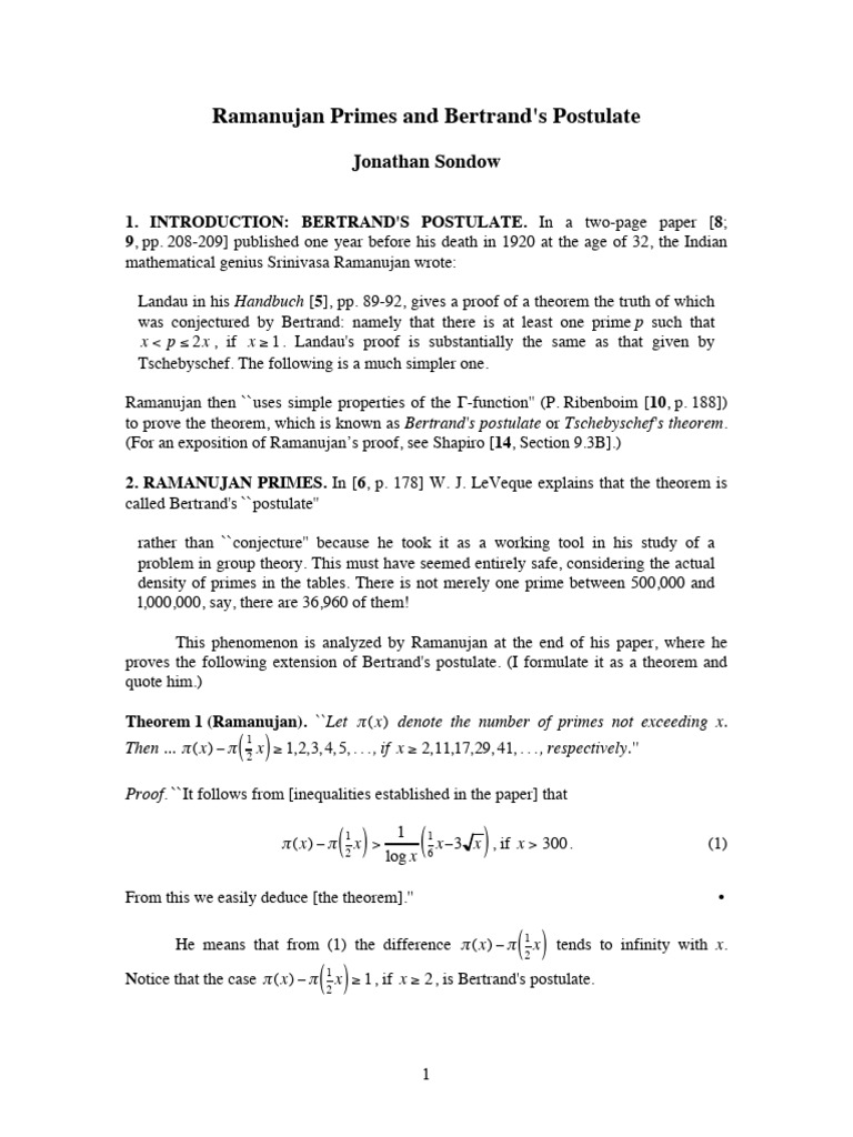 Optimal Bounds for Ramanujan Primes | PDF | Prime Number | Mathematical ...