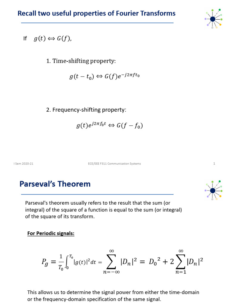 Class 4 - 26082020 | PDF | Spectral Density | Fourier Transform