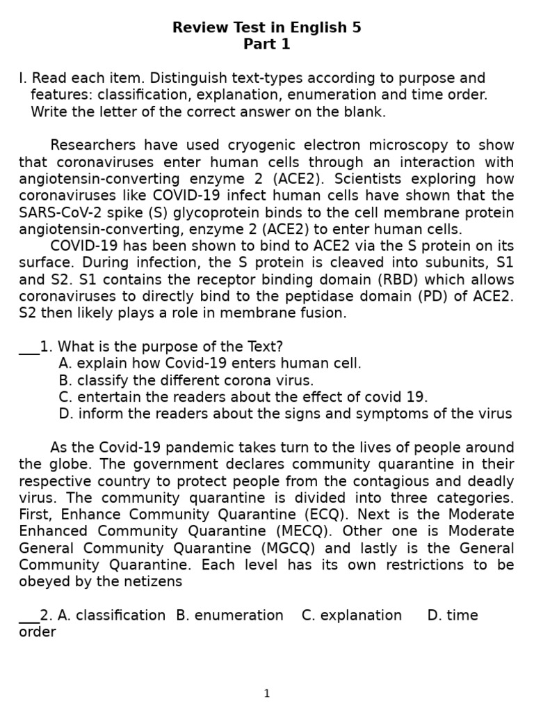 Review Test In English 5 Q3 Part 1 Pdf