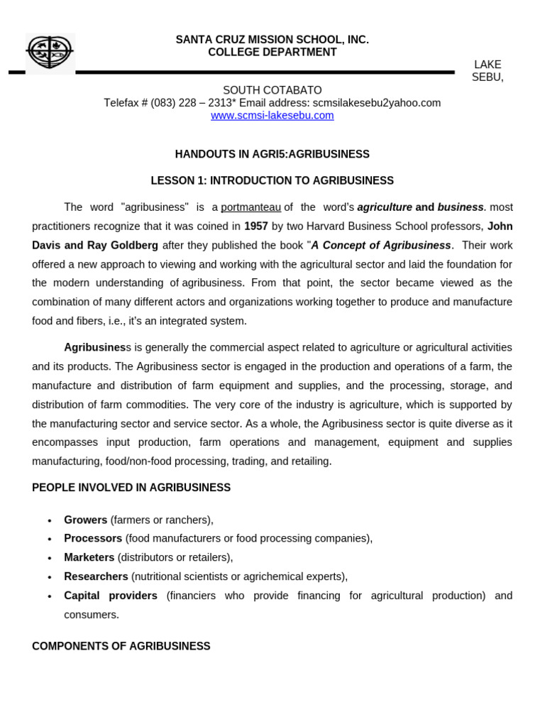 Introduction to Agribusiness Concepts | PDF | Agriculture | Farms