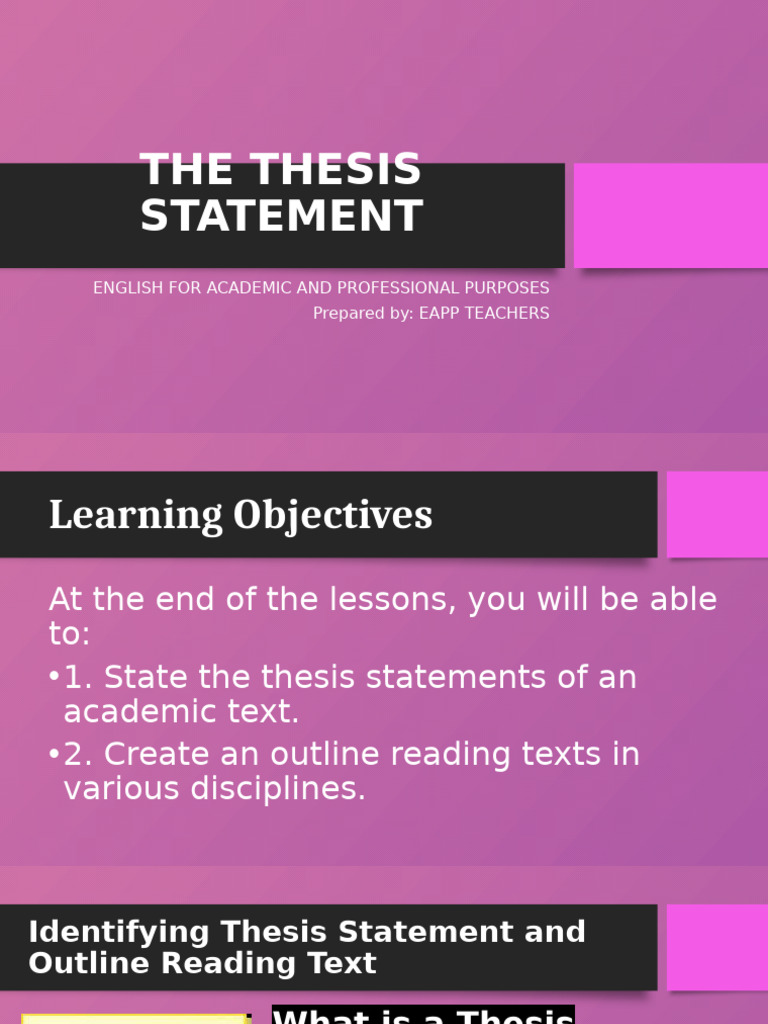 Module 2 Lesson 1 The Thesis Statement | PDF | Writing