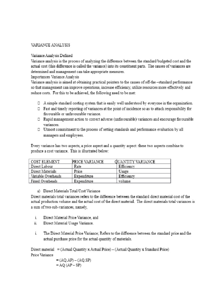Variance Analysis | PDF