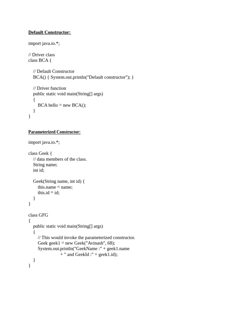 Program of Constructor Overloading | PDF | Constructor (Object Oriented ...