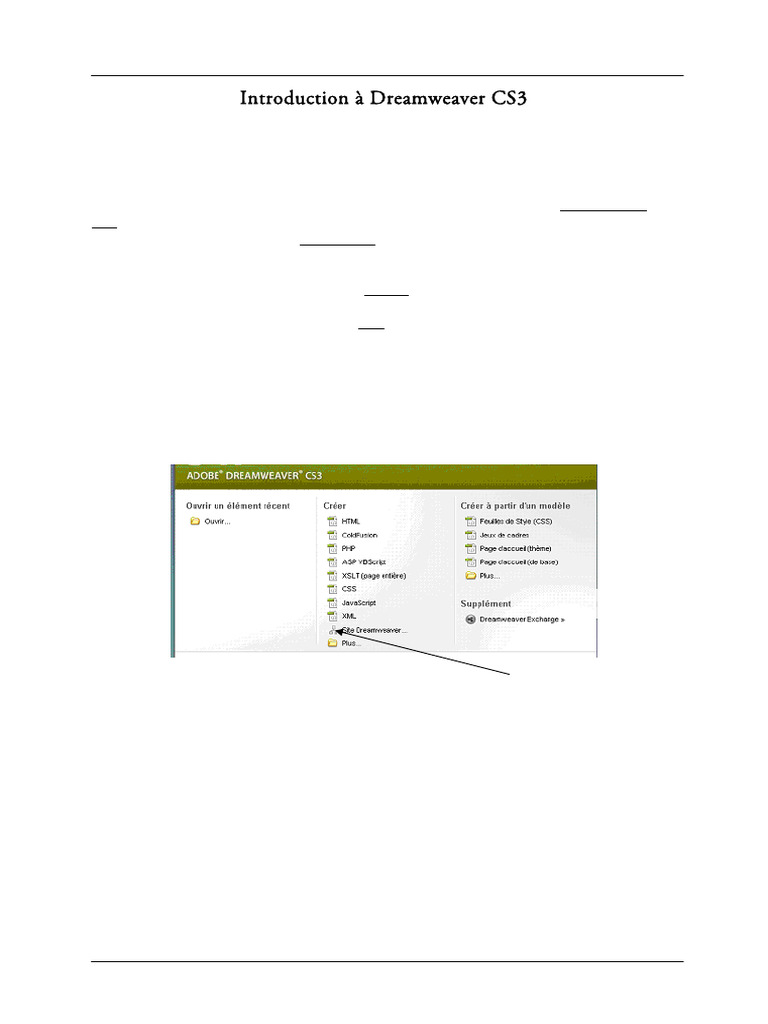Introduction à Dreamweaver CS3 | PDF | Internet | Internet et Web