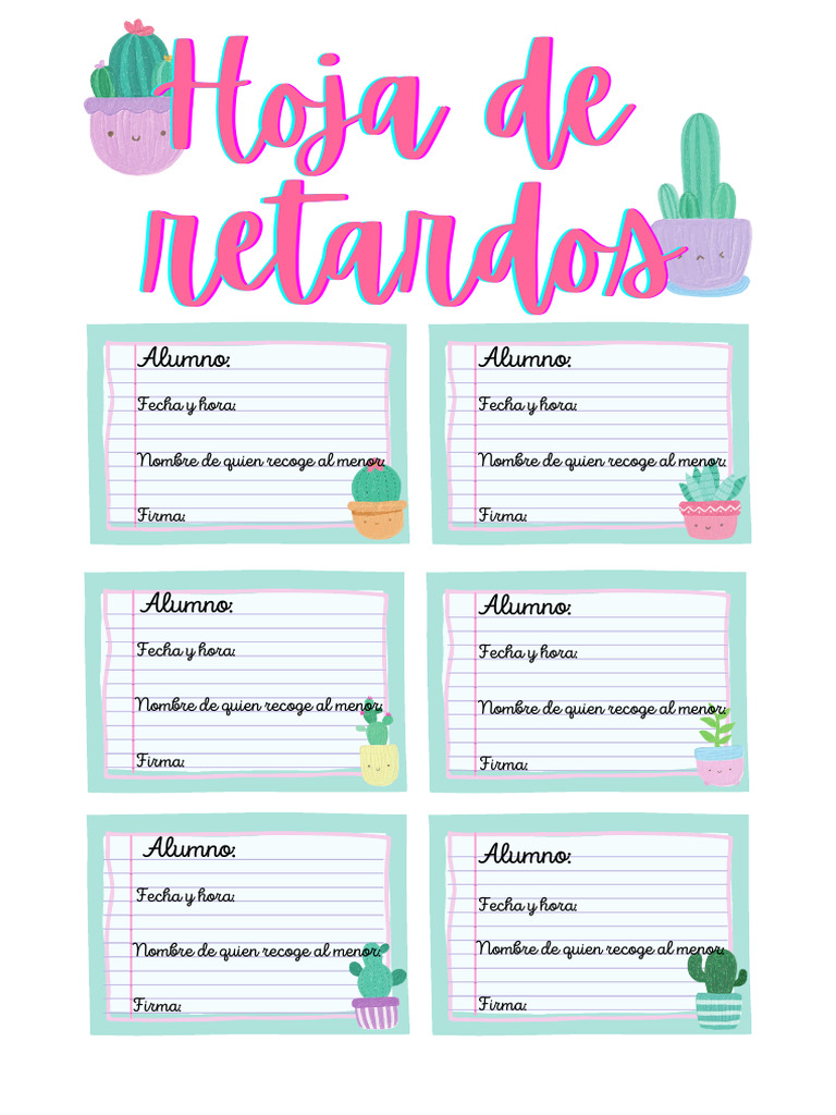 Hoja de Retardos Escolar | PDF