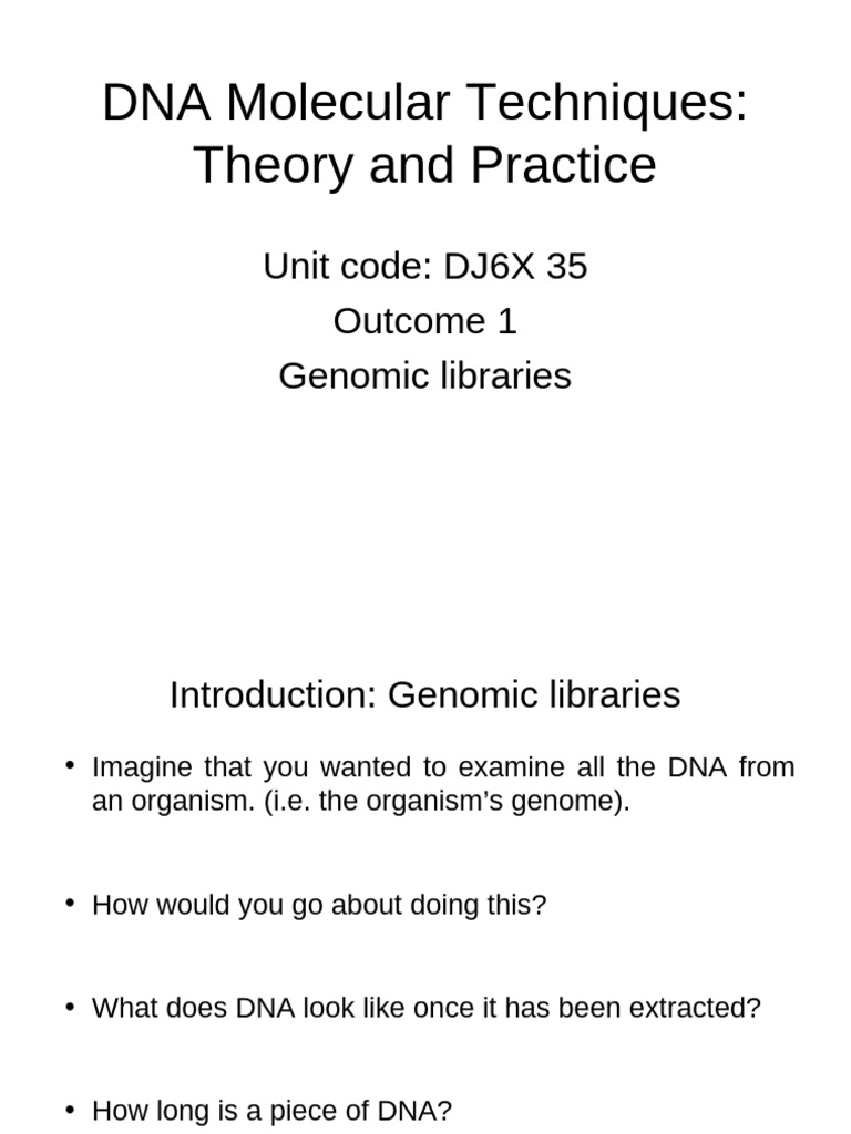 Genomic_libraries | PDF | Molecular Cloning | Vector (Molecular Biology)
