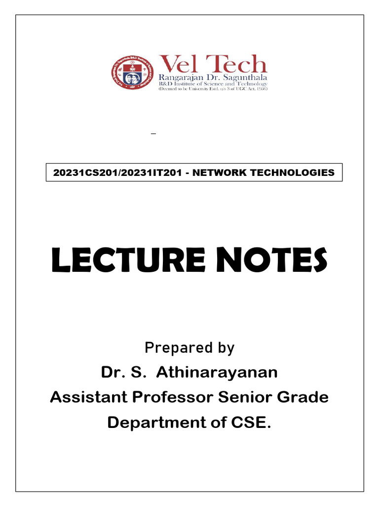 Network Technologies Lecture Notes | PDF | Transmission Control ...