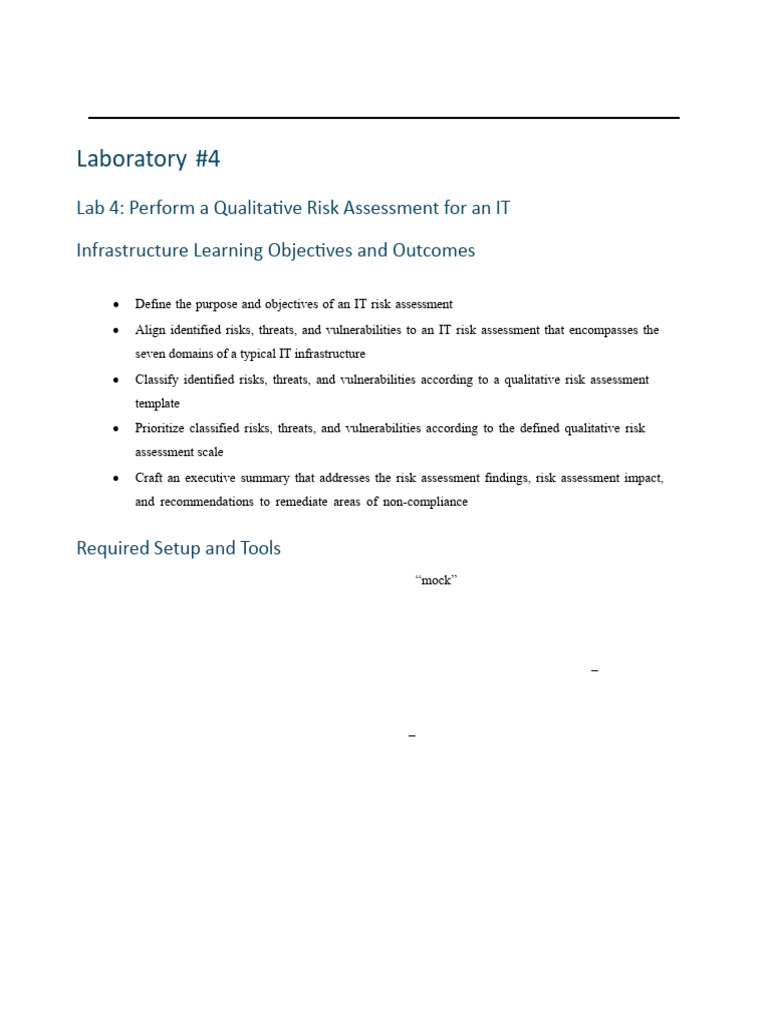 Qualitative IT Risk Assessment Lab Guide | PDF | Risk | Denial Of ...