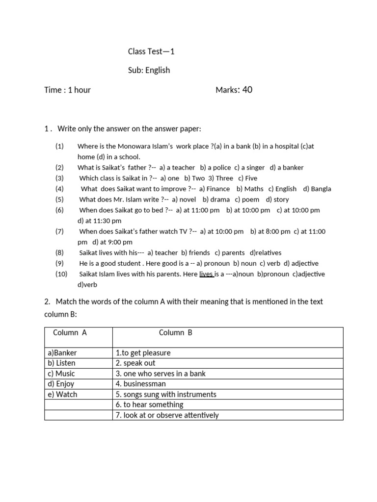 Class 5 | PDF