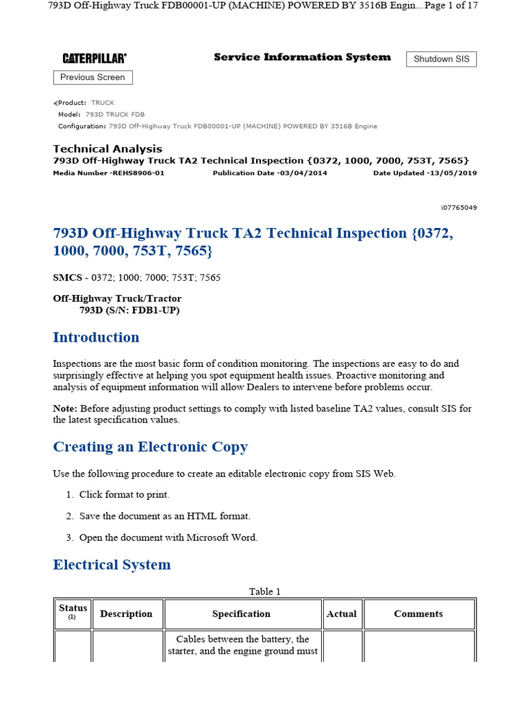 793D Truck Technical Inspection Guide | PDF | Clutch | Brake