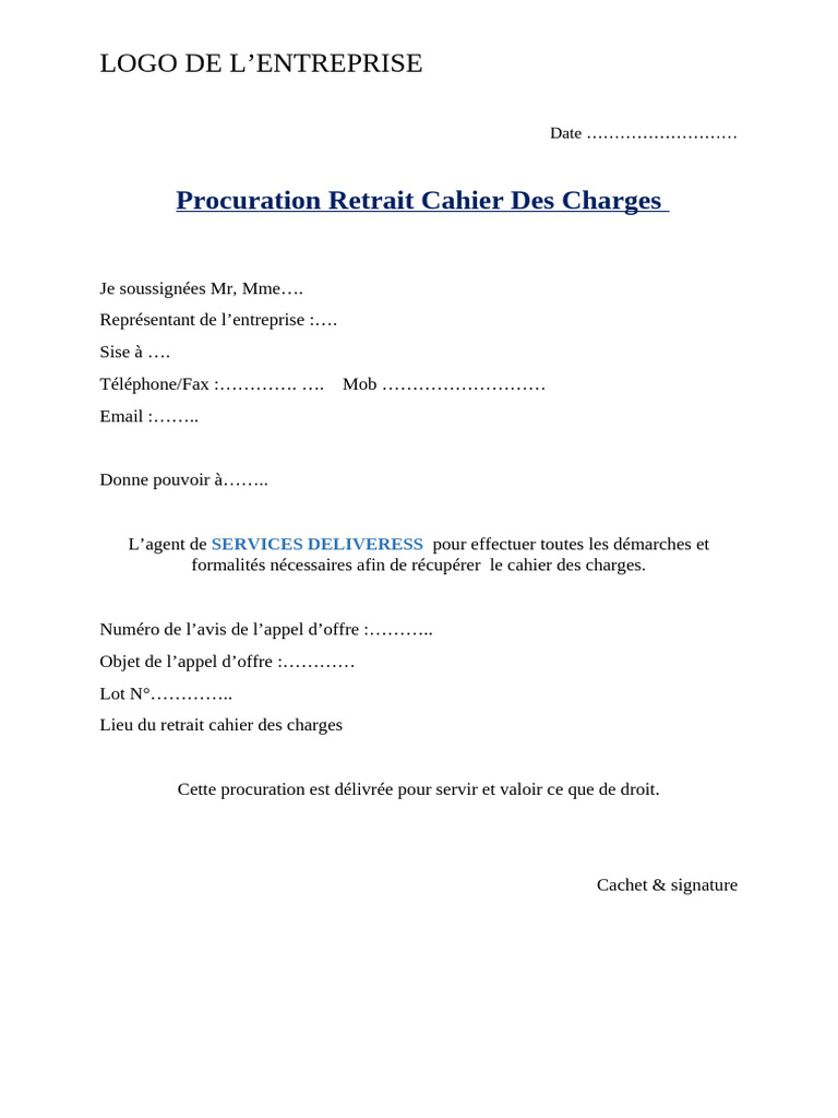 Modèle de procuration pour retrait | PDF