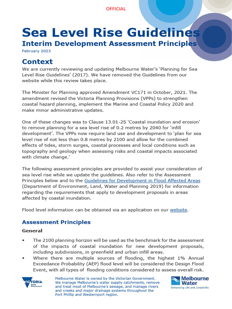 Sea Level Rise Guidelines - Interim Principles | PDF | Flood | Sea ...