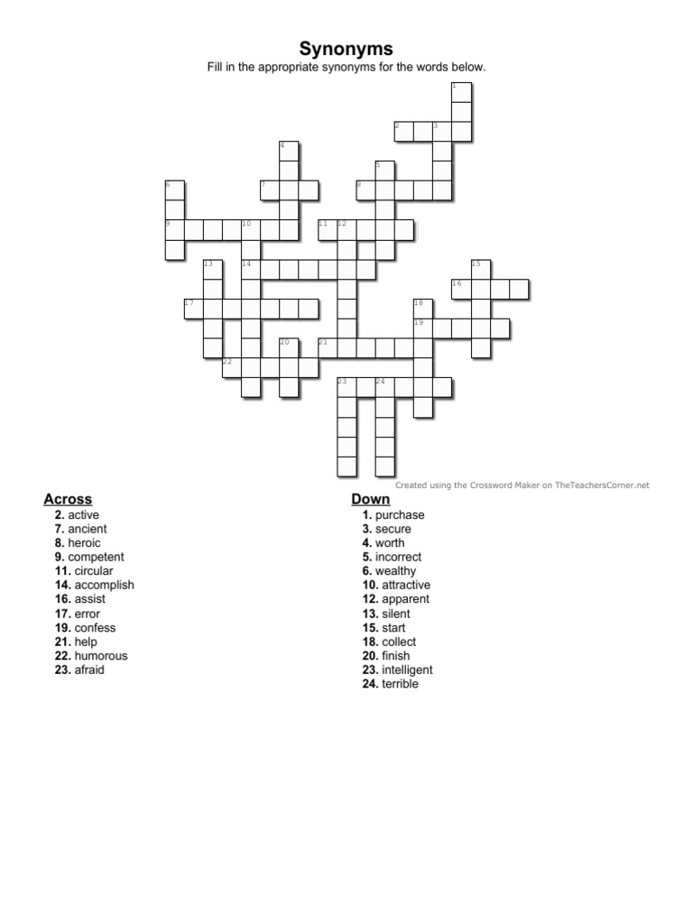 Crossword Puzzle Synonyms Guide | PDF