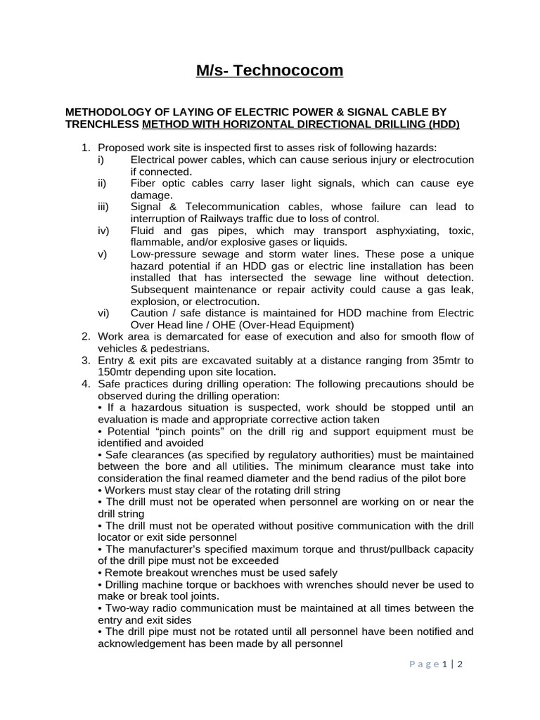 Trenchless HDD Method for Cable Laying | PDF | Drill