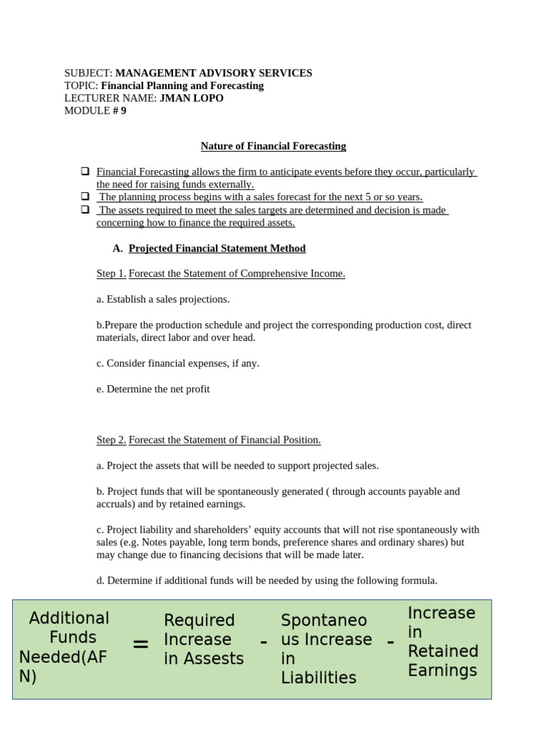 Financial Forecasting and Planning Guide | PDF | Balance Sheet | Equity ...