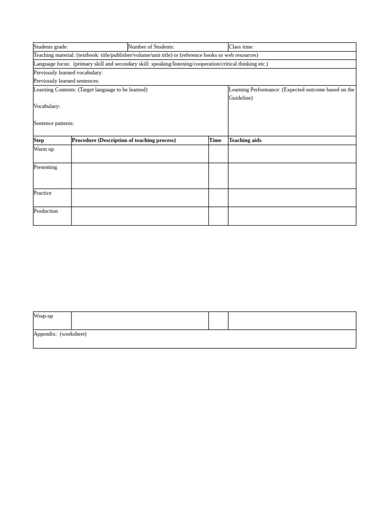 Standard Lesson Plan Template | PDF