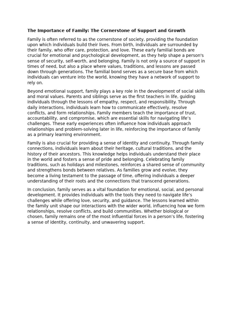 The Vital Role of Family in Growth | PDF | Love | Developmental Psychology
