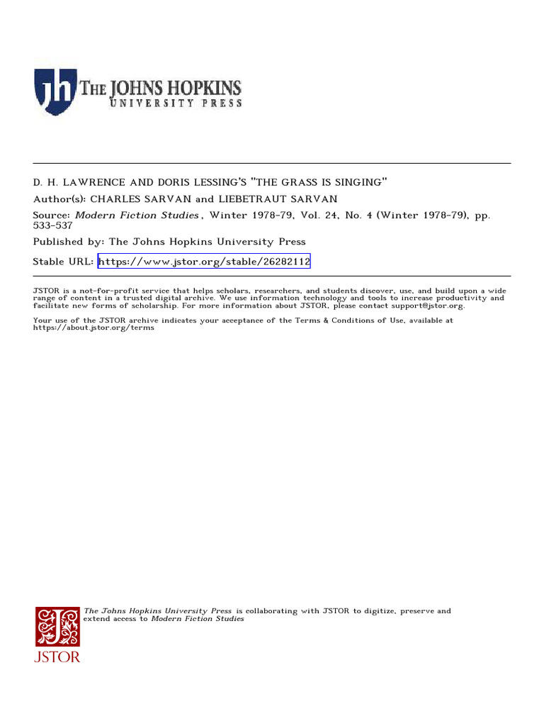 Lessing's Debt to D.H. Lawrence | PDF
