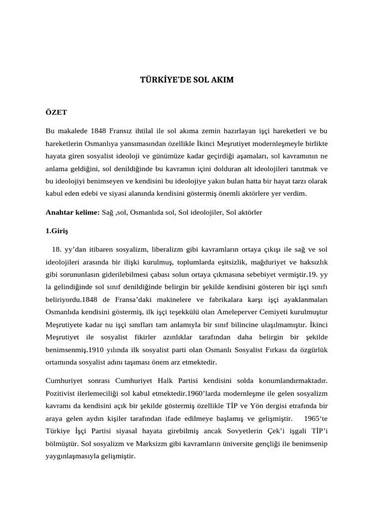 Osmanlidan Günümüze Sol | PDF