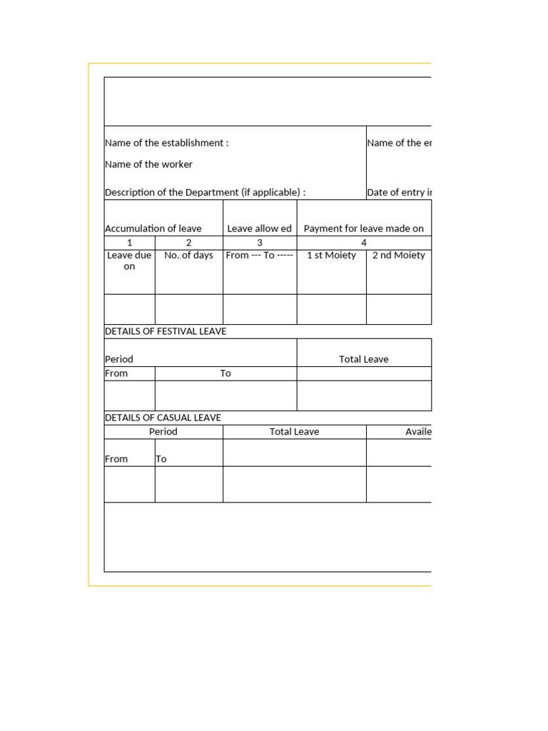 Leave Book Format for Employees | PDF
