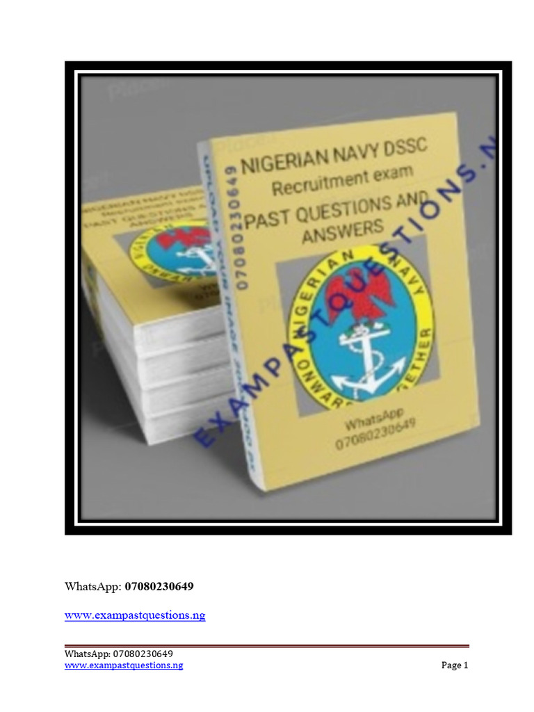 Navy DSSC Exam Past Questions Guide | PDF | Nigeria